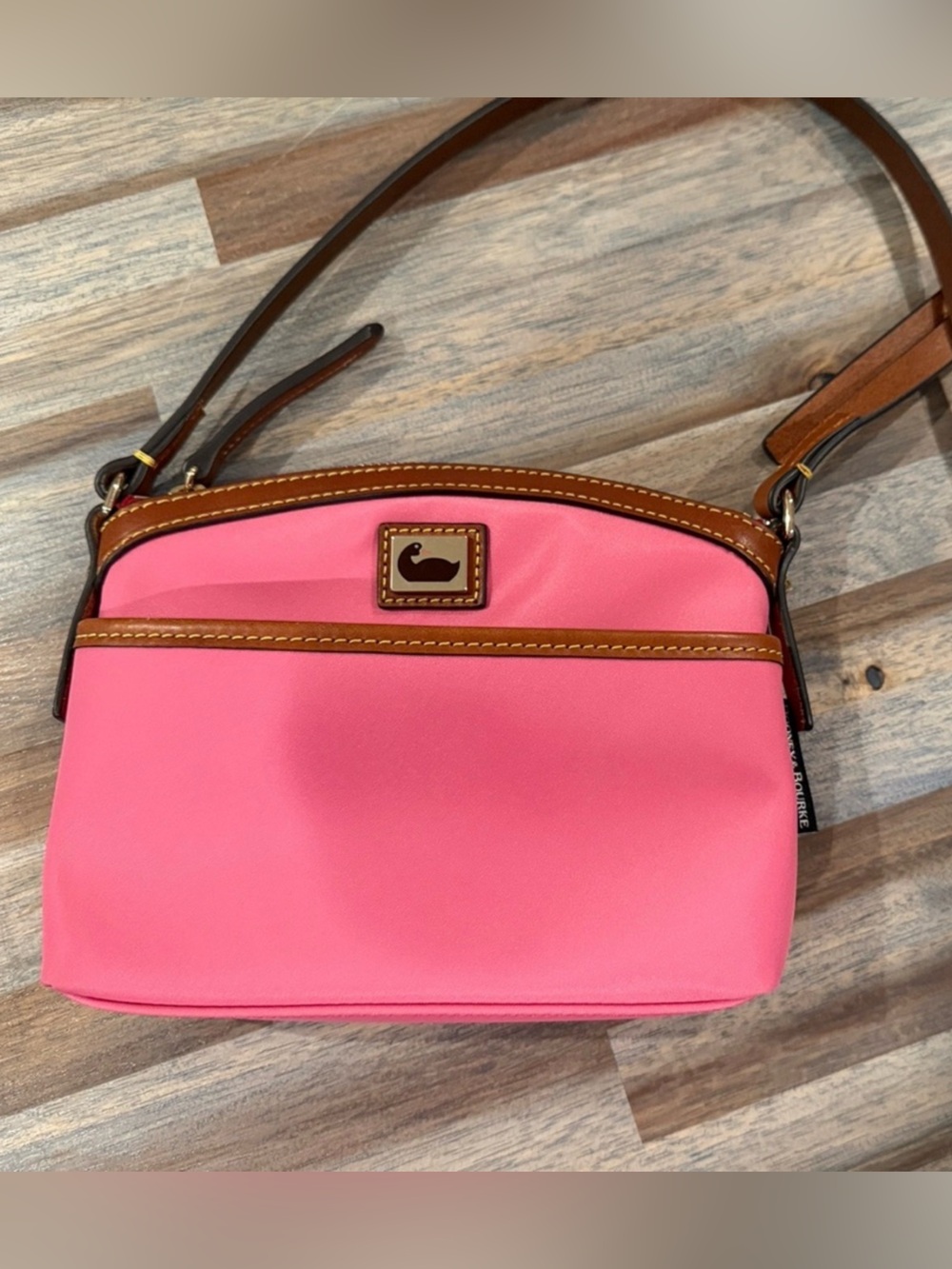 Dooney & Bourke Pink Crossbody with Brown Leather Trim